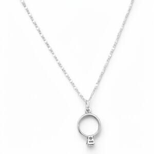 Vintage Sterling Silver Engagement Ring Charm Pendant Margarita Chain 20 Inch